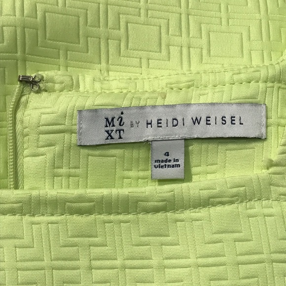 Mixt by Heidi Weisel Women’s Yellow Green Textured Fit & Flare Midi Dress Size 4 - Picture 6 of 9
